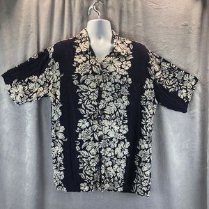 Men's Ocean Current Hawaiian Short Sleeve Shirt Hibiscus Tropical Mens Sz L